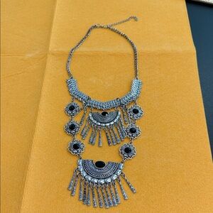Silver and Black Statement Necklace